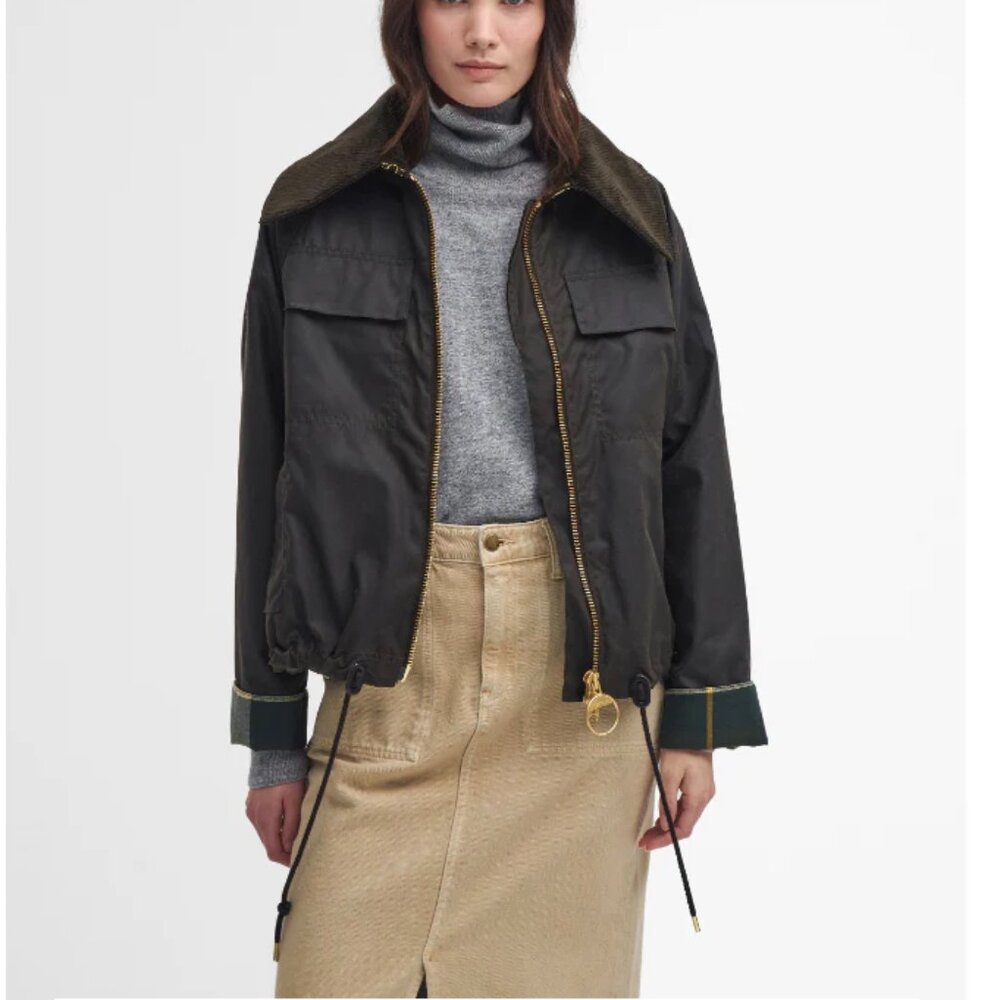 Olive/Beech/Ancient ~ BARBOUR BEAULY Waxed Jacket MSRP$585 British Elegance - Picture 4 of 16